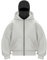 PADOLA Balaclava Zip Hoodie Herren Ninja Kapuzenpullover mit Sturmhaube Oversized Mask Jacke mit Doppel Kapuze Y2K Hoodie mit Fleece Winddichte Übergangsjacke Motor Fahrrad (2XL, 3 Hellgrau)