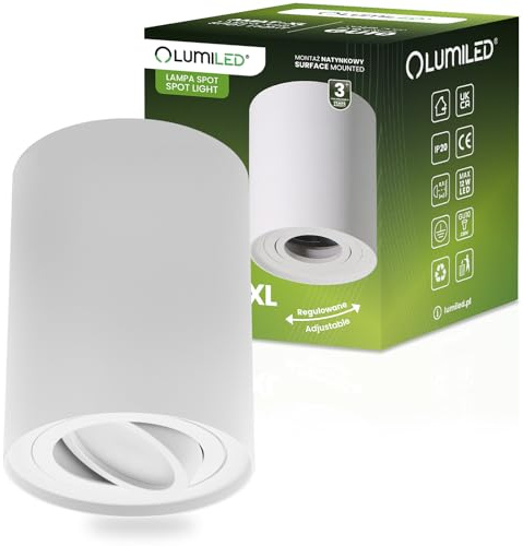 Lumiled Aufbaustrahler Anbauleuchte Tuba Aufbauspot Aufputz Spotleuchte 230V Deckenleuchte mit GU10 Fassung Spot Weiß 100 mm Aufbau-lampe aus Aluminium Downlight Rund