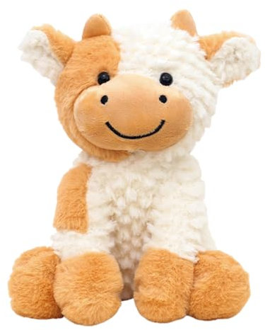 SNONESIY Kuh Kuscheltier Plüschtier 22cmWeich Kuscheltier Kuh Niedliches Plüschkuh-Spielzeug Kawaii Kuscheltier Perfekt für Jungen und Mädchen Zum Spielen Sammeln und Kuscheln (Braun und Weiß)