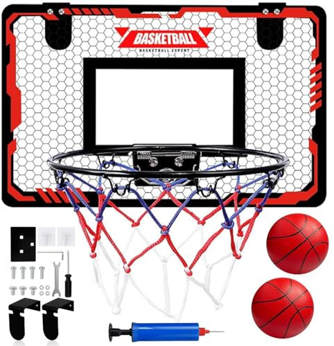 Galerie SV Basketballkorb Indoor Kinder, Mini Basketballkorb Set für Kinder Zimmer Basketball Set mit 2 Basketball, Sport Spielzeug Basketball Korb Set Indoor 40x30cm Basketballbrett Wandmontage