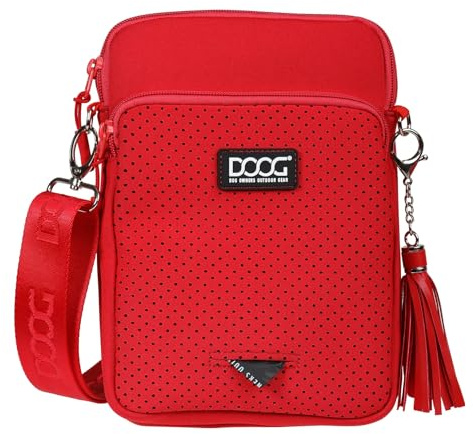 DOOG Walkie Bag – Verstellbare Hundetasche mit Leckerlibeutel, Fächern für Kotbeutel und Wasserflasche – Bequeme Hände für den täglichen Spaziergang – Rot