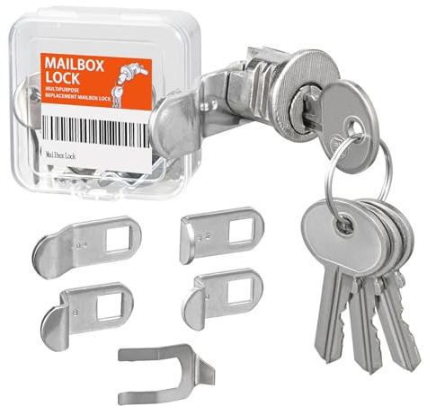 Mailbox Lock Replacement with 4 Keys - Multipurpose Mail Box Locks Compatible with Almost All Brands - Universal Lock Pick Set - File Cabinet Lock - Durable and Secure