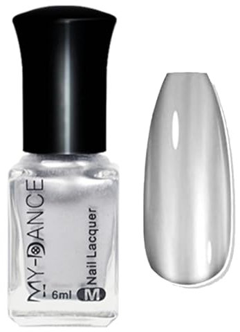 Silver Nail Polish - Metallic Nail Polish - 6ML Chrome Nail Varnish - Quick Drying Metallic Metal Reflective Effect Nail Art Polish - Long Lasting No Need UV High Pigmented Nail Art Gifts for Women