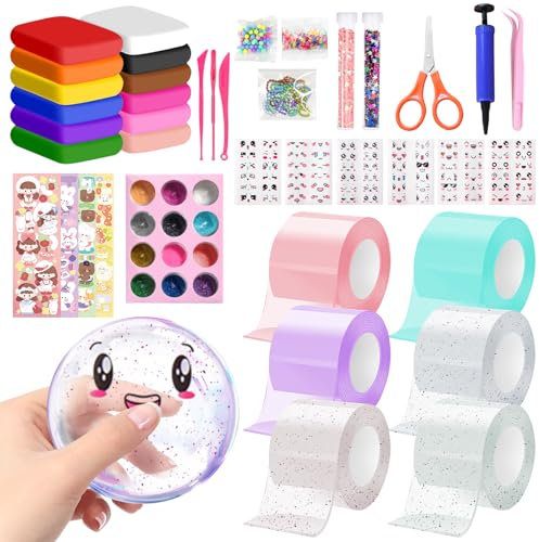 Nano Tape Bubbles Set, 70 Stück Nano Klebeband, Blowing Bubble Tape, DIY Nano Doppelseitiges Klebeband, Transparentes Nanoband, Multipurpose Nano Tape Bubble Craft Kit für Kinder Mädchen Jungen