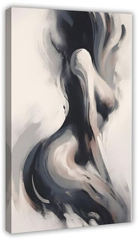 Leinwandposter Frauenkörper in Schwarz-Weiß, Wandkunstdruck, Bild, Gemälde, 30 x 45 cm
