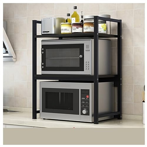 Support à micro-ondes à 3 niveaux – Étagères de rangement de cuisine peu encombrantes pour appareils électroménagers, imprimantes et bureau – Cadre en métal durable, assemblage facile, idéal pour