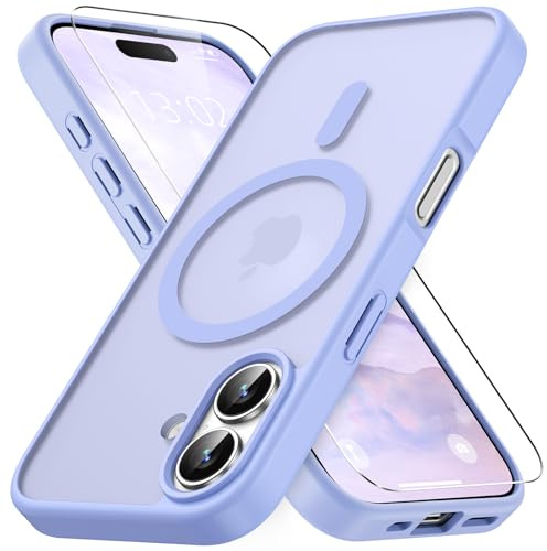 Vansdon Magnétique Coque pour iPhone 17 avec 1 Verre Trempé | Violet Clair, Compatible avec MagSafe, Protection Contre Les Chutes de qualité Militaire, Coque Mat Translucide Fine Antichoc