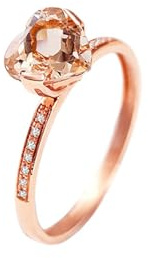 RDSGYZ Morganit Ring Gold 750 Damen, Verlobungsring Herz mit Morganit 1.2ct und Diamant Hochzeitsringe Eheringe Nickelfrei Größe 53 (16.9)
