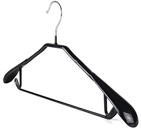 The Hanger Store 20 Heavy Duty Metal Coat Hangers for Clothes, Non Slip | Wide Ends to Supports Shoulders and Jackets & Suits. Non Slip Rubber Coating, Trouser Hanger Bar. Underhooks for Dress Loops