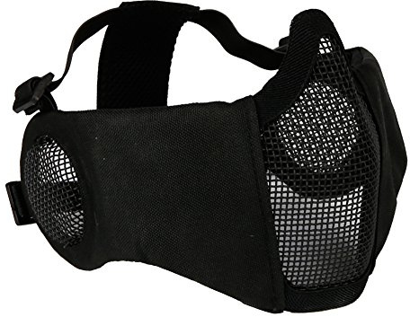 Lejie Masque de Maillage de Protection Demi-Masque Pliable Tactique pour Pistolet à air Paintball Chasse CS Ceinture Masque réglable