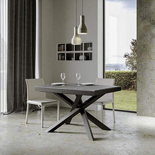 Itamoby, Ausziehtisch Volantis Evolution 120->224 cm, Spanplatten, Beton & Anthrazit L.120 P.90 H.77 (Verlängerung, bis L.224 mit zwei Verlängerungen)