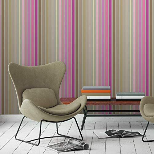 Design Classic Tapetedekorativer Sreifen in edlen Farben, rosa beige Vliestapete Streifen, schöne GMM Streifentapete, Wohnakzent, Wanddeko für Altbau Wohnung, Haus (H: 4m B: 46,5cm)