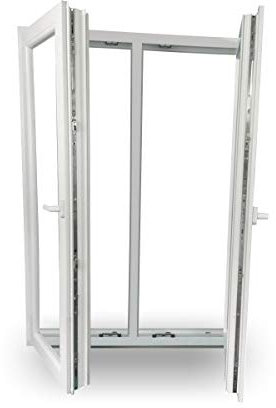 JeCo Fenster Kunststofffenster Wohnraumfenster - 2 flügelig mit Pfosten - BxH:2000x600 mm - 2-fach-Verglasung - 60 mm Profil - Sondermaße möglich