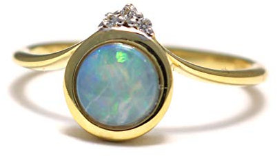 Opal Ring 585 Gold, Regenbogen Opal in Goldring, australischer Opal Gold Ring, Feueropal Ring 585 Gold, Opal Verlobungsring Gold