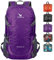 POKARLA 40L Foldable Rucksack Travel Hiking Daypack Durable Lightweight Walking Camping Folding Sports Outdoor Backpack Water Resistant Ultra Lightweight Packable Carry On Bag Unisex Purple