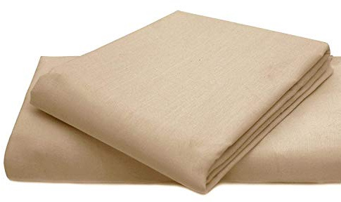 AmigoZone Cotton Percale Easy Care Polycotton Flat Sheet (Beige, King)