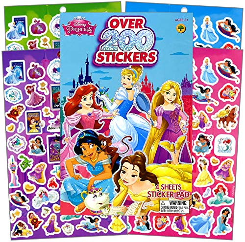 Disney Princess Series Sticker Book Over 200+ - Perfect for Gift, Party Gift, Treats, Reward Scrapbooking, Stocking Stuffer, Kids Crafts, Classroom, School for Kids Girls, Boys, Toddler