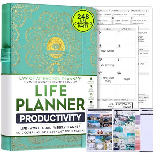 Planer Gesetz der Anziehung, Wochenplaner zur Steigerung von Produktivität und Glück, Wochenplaner, Organizer und Tagebuch (in englischer Sprache)