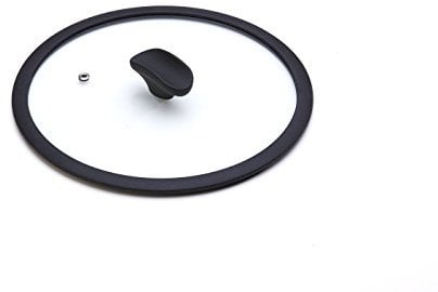 Moneta Temperato Coperchio Piatto con Bordo in Silicone 30 cm, Vetro