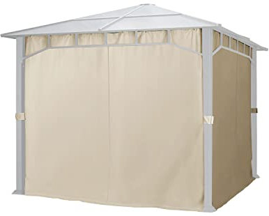 TOOLPORT 4 Seitenteile für Gartenpavillon Sunset Deluxe 3x3 m - Polyester ca. 180 g/m² - mit Reißverschluss - Champagner