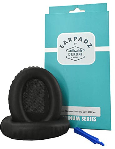 Dekoni Audio Choice Suede & Leather Replacement Ear Pads for Sony WH-1000XM4 Headphones | Premium Memory Foam Cushions in Black and Grey | Upgrade Comfort and Sound Isolation
