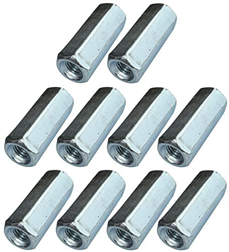 AERZETIX - Set di 10 Dadi di accoppiamento esagonali lunghi M10x45mm - dado di prolunga - acciaio al carbonio con filettatura metrica - C49599