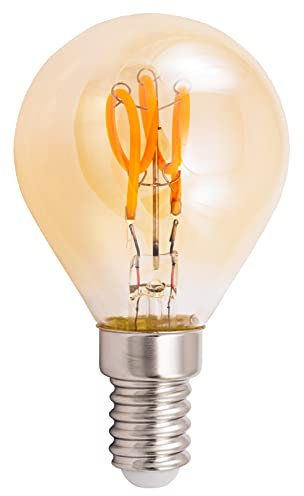 McShine - LED-Leuchtmittel Filament Tropfenlampe | Retro | LED Edison Vintage Glühbirne E14, warmweiß, 2200K, E14, 1W, 90lm, Nostalgie Beleuchtung goldenes Glas