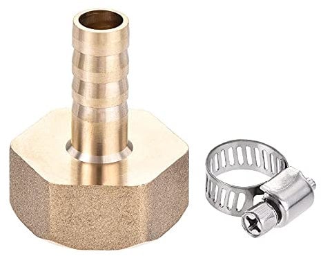 sourcing map Brass Barb Hose Fitting Connector Adapter 10mm Barbed x G3/4 Female Pipe with Hose Clamp and Washer