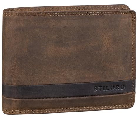 STILORD 'Lennes' Portefeuille Homme en Cuir Véritable Porte-Monnaie avec Compartiment pour la Monnaie et Blocage RFID NFC Porte Carte Crédit, Couleur:Marron Moyen