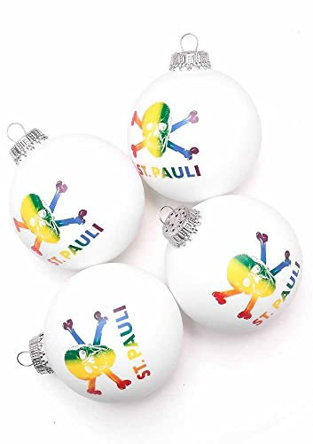 FC St. Pauli Christbaumkugeln Skull Regenbogen Weihnachtskugeln weiß Christbaum Schmuck -Plus Aufkleber Wir lieben Fußball