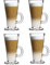 Royal Cuisine Set of 6 Latte Glasses Coffee Mug Espresso Cups Cappuccino Tea Iced Coffee Glasses Hot Drink Large Mug with Handle Ideal for Ice Cream Latte Hot Chocolate (270ml)