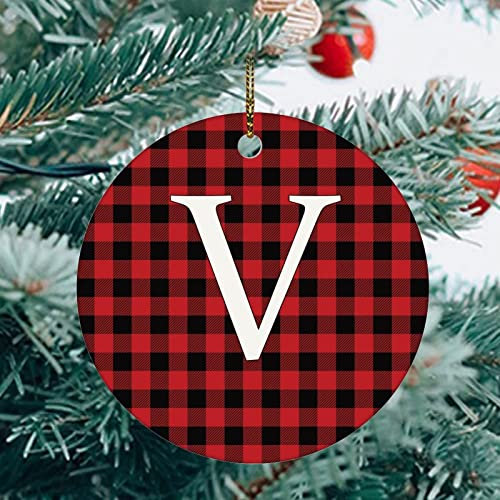Benutzerdefinierter Nachname V Sublimationsschmuck für 2022 Weihnachtsbaumschmuck