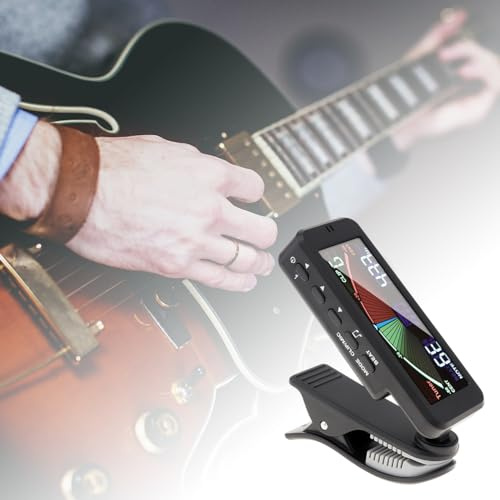 MuzcYM 3-in-1-Gitarrenstimmgerät, großer LCD-Bildschirm, Metronom-Generator mit Clip für chromatische Gitarre, Bass, Ukulele, Violine