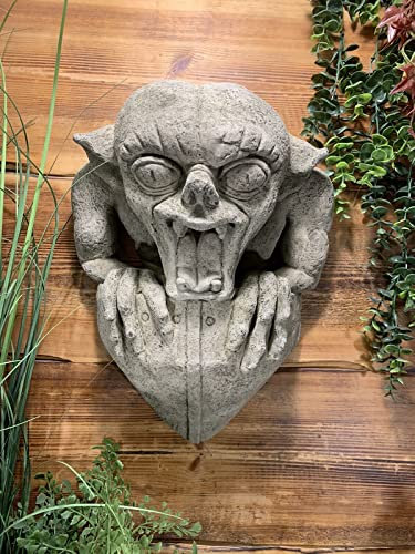 STONE GARDEN LARGE GARGOYLE GREMLIN WALL PLAQUE HANGER ORNAMENT