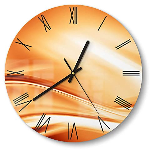 DEQORI Glasuhr | rund Ø 30 cm | Motiv Fließendes Farbspiel | ausgefallene leise Design Uhr aus Glas | Wanduhr für Wohnzimmer & Küche | moderne Hingucker Uhr für die Wand