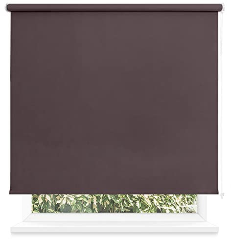 Estor Enrollable Opaco 100 x 200cm (Ancho x Largo), Blackout para Puertas y Ventanas, Medida de la Tela 95 x 195cm (Marrón)