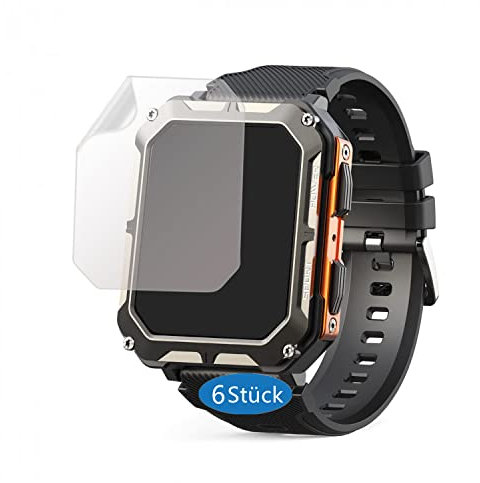Frgnie 6 Stück Schutzfolie Kompatibel für MIGOUFIT C20 PRO Smartwatch, HD klar Flexible PET Displayschutzfolie, Kompatibel für Blackview/meoonley C20 PRO 1,83
