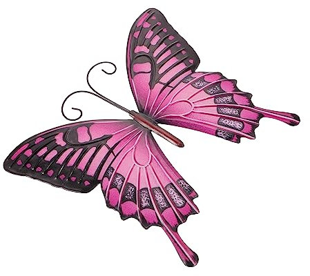 GOOHOCHY 1pc Wrought Iron Butterfly Wall Iron Craft Butterflies Pendant Metal Wall Sculpture Butterfly Garden Decor Butterflies Wall Sculpture Fence Art Ornaments Pink 3d Outdoor