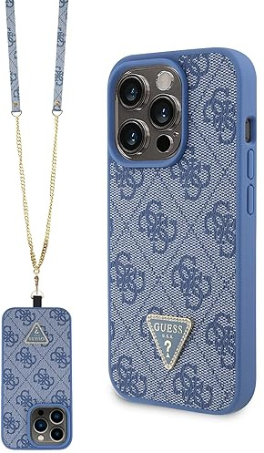 Guess GUHCP15LP4TDSCPB Hülle für iPhone 15 Pro 6.1 Blau hardcase Crossbody 4G Metal Logo
