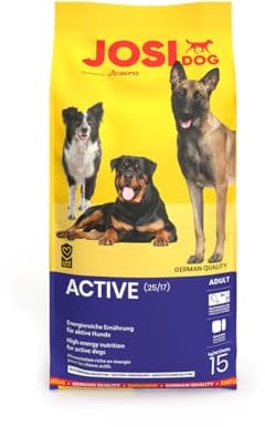 JosiDog Active (1 x 15 kg) | Adult | Premium Trockenfutter für ausgewachsene aktive Hunde | mit Geflügelfleisch verfeinert | glutenfrei | Powered by JOSERA | Hundefutter | Alleinfutter | 1er Pack