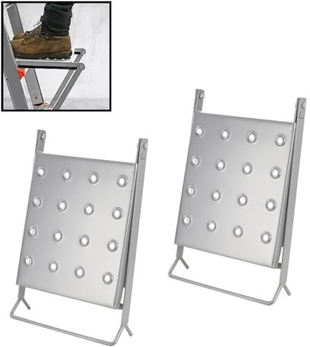 NICCOO Ladder Hanging Platform x2 Ladder Accessories Ladder Platform Shelf Ladder Work Platform Attachment Ladder Platform Rack Max. Load Capacity 330.7 lbs. Storage Platform