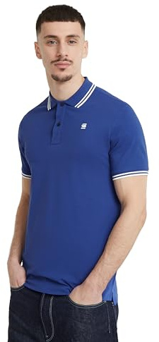 G-Star Men's Dunda Slim Stripe Polo , Blue (radar blue D17127-5864-1474), L