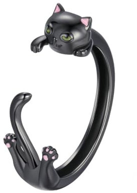 VELESAY 925 Sterling Silber Damen Katze Ring Frauen Verstellbare Zirkonia Ring Eheringe Verlobungsring Ewigkeitsring Offener Cat Ring Damen 925 Sterling Silber Verlobungsring Damen Katze Ring D