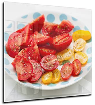 Canvasfly 60x60 Wandpaneele für Küche Deko-Spritzschutz für Küchenrückwand Glas Bilder Gehärtet Küchen-Deko Glasplatte aus Vorgespanntem Glas Küchenrückwandplatte Tomate
