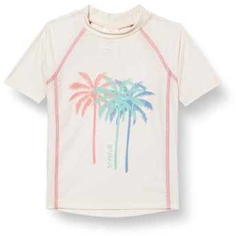Playshoes UV-Schutz Bade Shirt Unisex Kinder Schwimmshirt Badebekleidung, Palmen Ecru, 134/140
