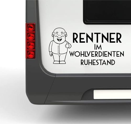 Wohnmobil Wohnwagen Aufkleber Lustiger Opa mit Schriftzug Typ2 ca 40cm Rentner im wohlverdienten Ruhestand Opi Senioren