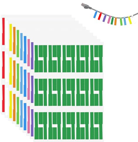 300 Piezas Cable Etiqueta Autoadhesiva Impermeable, Marcador Etiqueta de Cables para Identificar Organizar Alambres, 10 Hojas 10 Colores