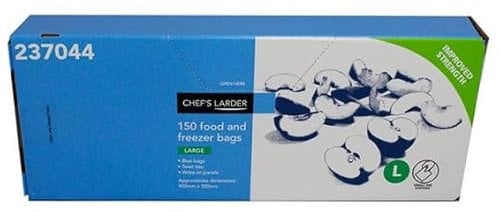 Chef's Larder Chefs Larder 150 Large Blue Food & Freezer Bags (Approx 450mm x 300mm)