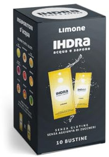 IHDRA - Insaporitore per Bevanda Fresca Gusto LIMONE, 10 Bustine da 1,6gr, Preparato Polvere Solubile In Acqua, Ideale Per Sport, Vegan, Senza Zucchero aggiunti e Senza Glutine, Made In Italy.