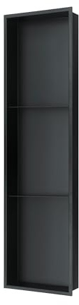 PULSE ShowerSpas NI-0836V-MB Niche Rectangular Stainless-Steel Double Shower Shelf, 8 x 36, Matte Black